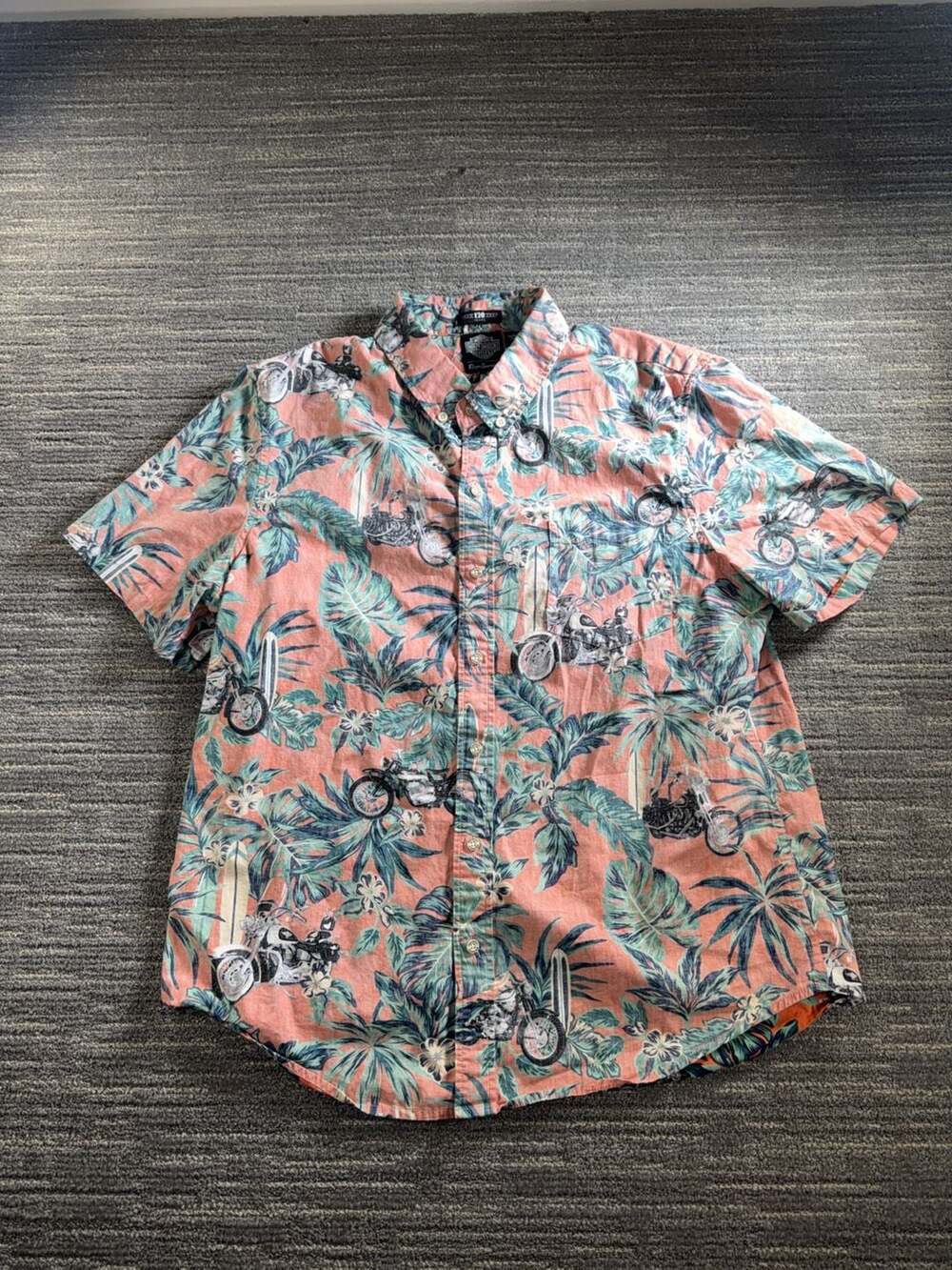 Harley-Davidson x Reyn Spooner 120 Years Anniversary Tropical Motorcycle Print L